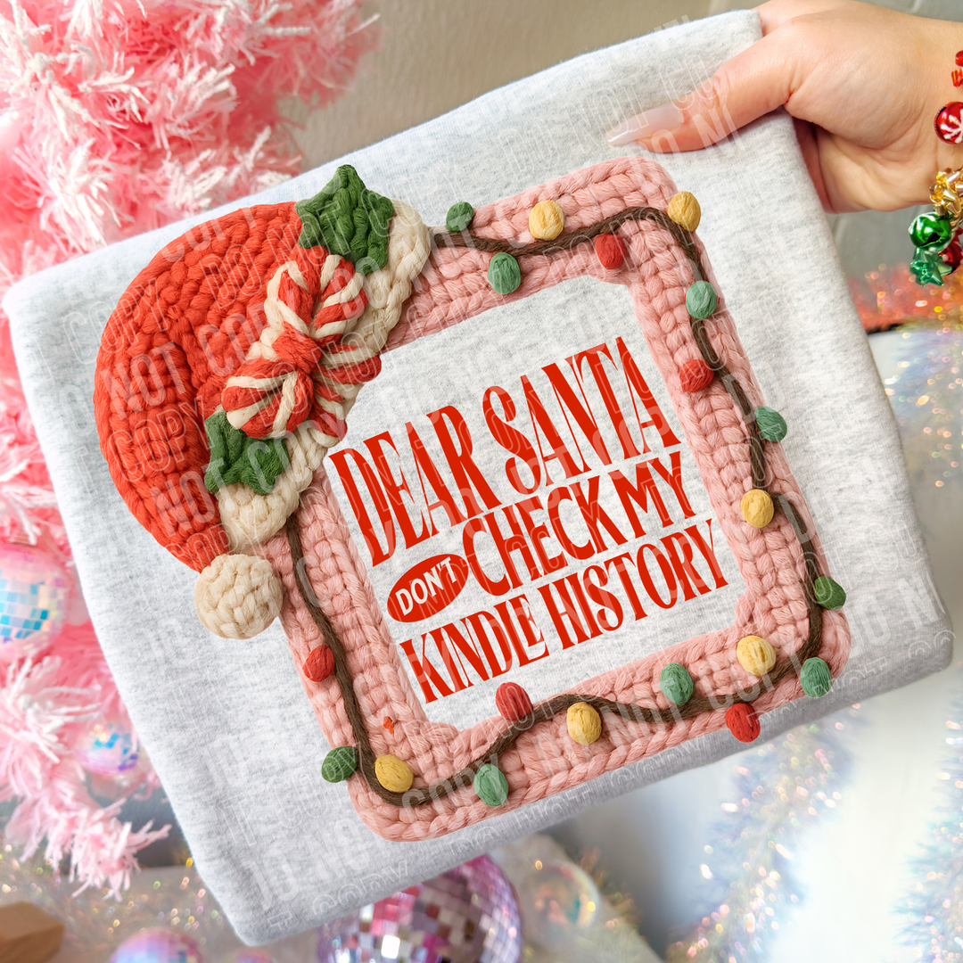 Dear Santa Don’t Check Kindle History DTF Print