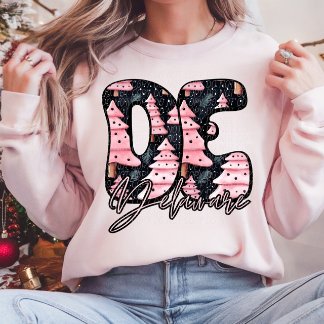 Pink Christmas States DTF Print