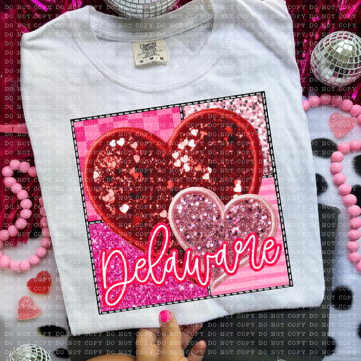 Sparkle Heart States DTF Print