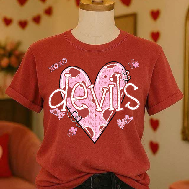 Valentine's Mascot Pink and Red DTF Print