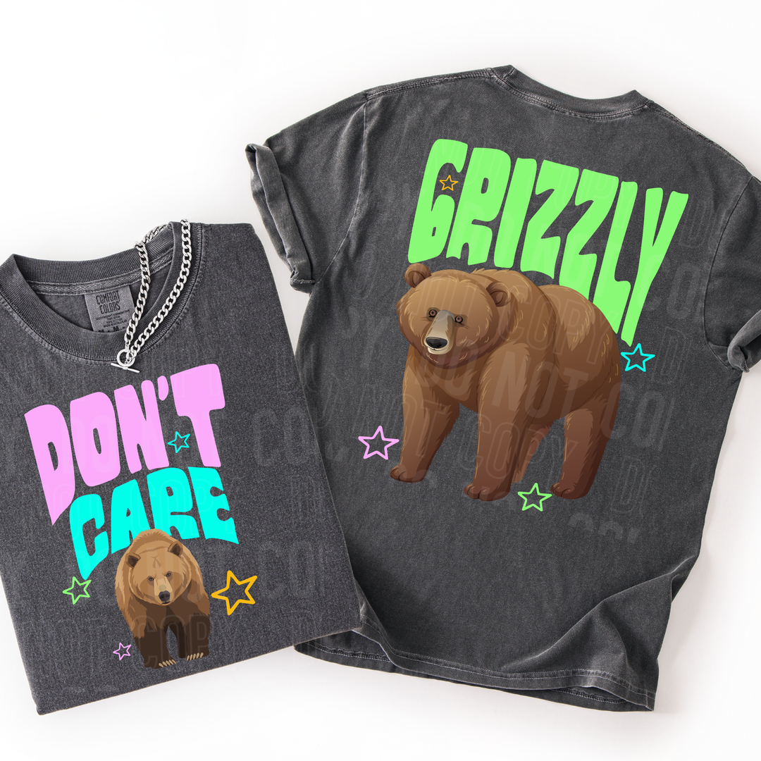 Don’t Care Grizzly Bear DTF Print