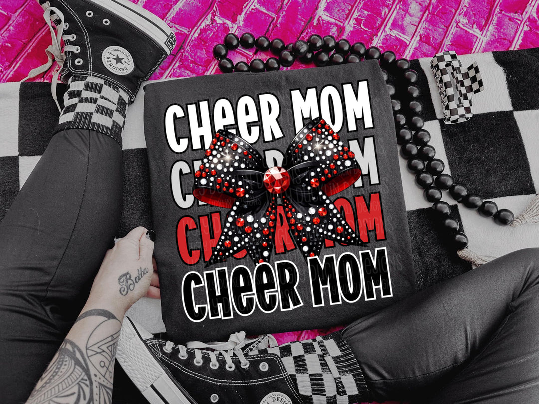 Cheer Mom with Bow DTF Print