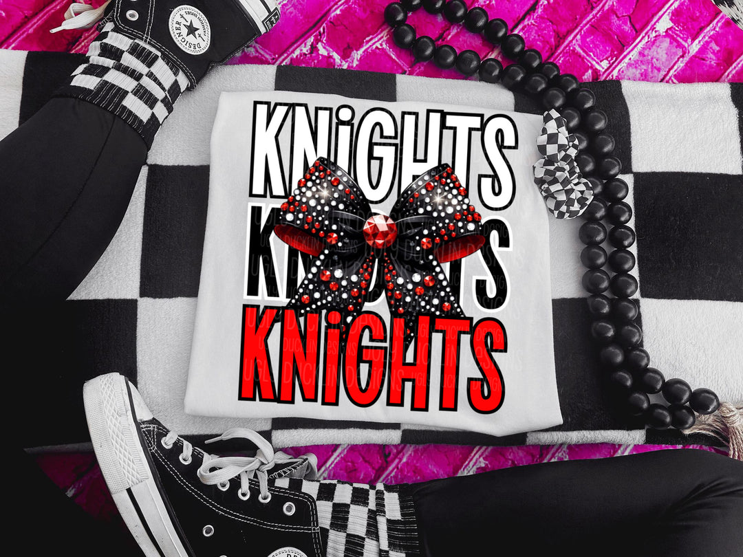 Knights (Red and Black) with Bow DTF Print