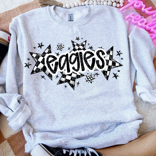 Checker Stars Mascots Youth DTF Print