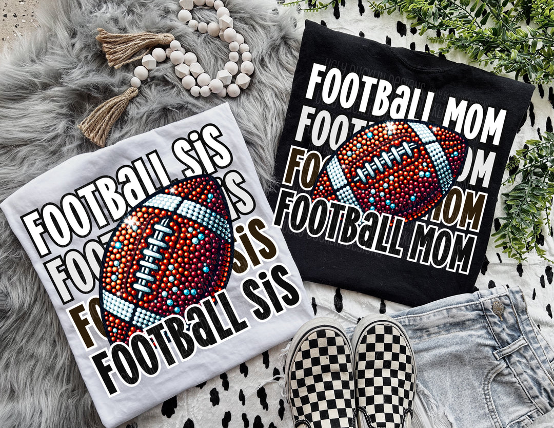 Football Mom/Sis (Black and White) DTF Print