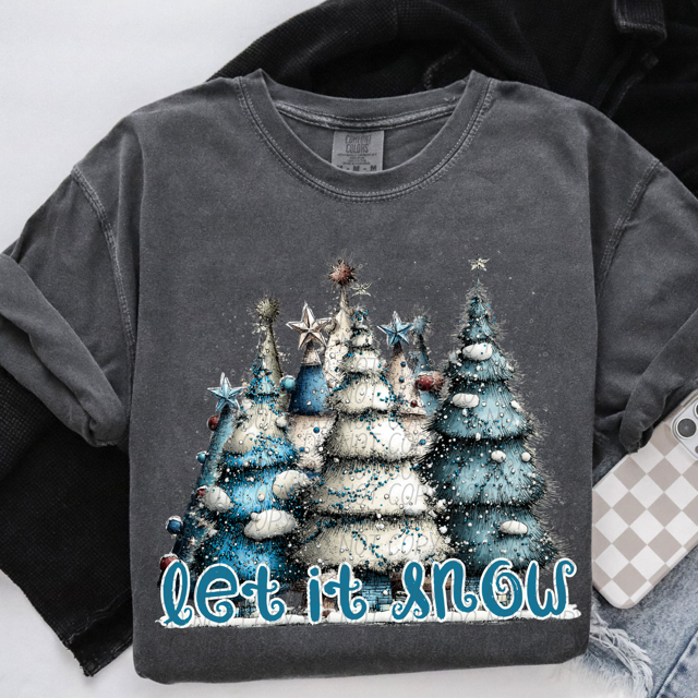 Let It Snow Trees Bold Font DTF Print