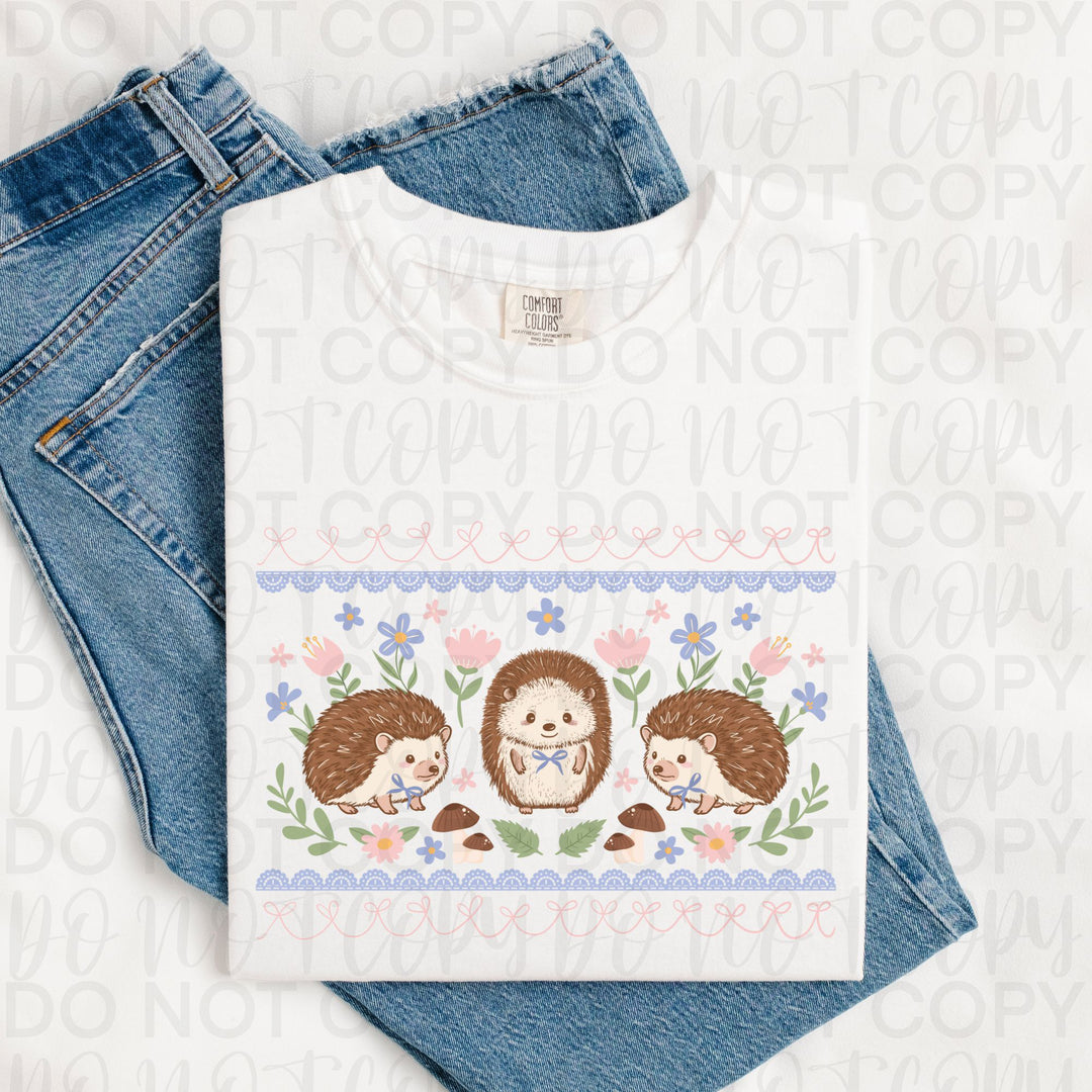 Spring Hedgehogs DTF Print