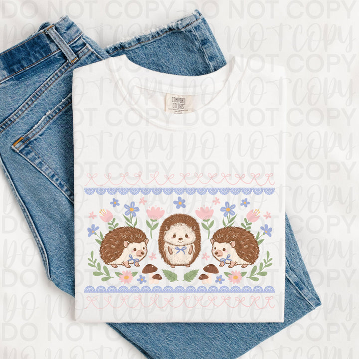 Spring Hedgehogs DTF Print