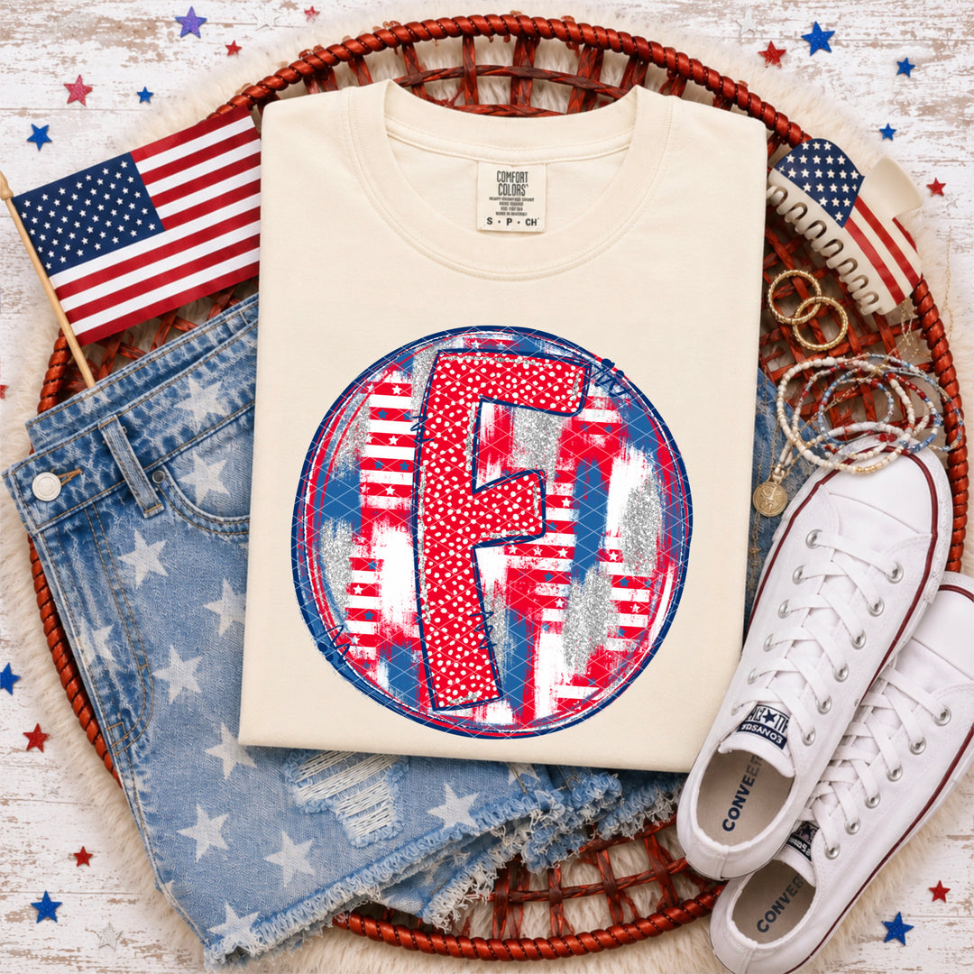 Patriotic Brush Strokes Letter Collection DTF Print