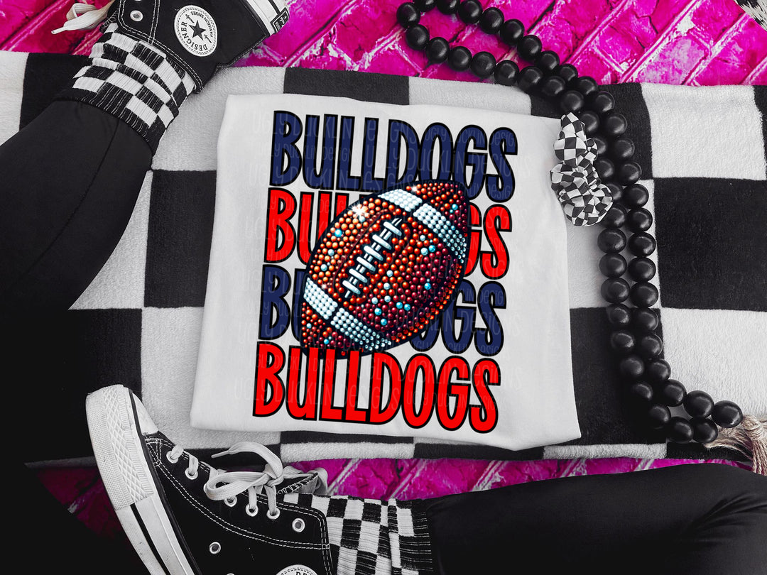 Bulldogs Football (Red and Navy) DTF Print