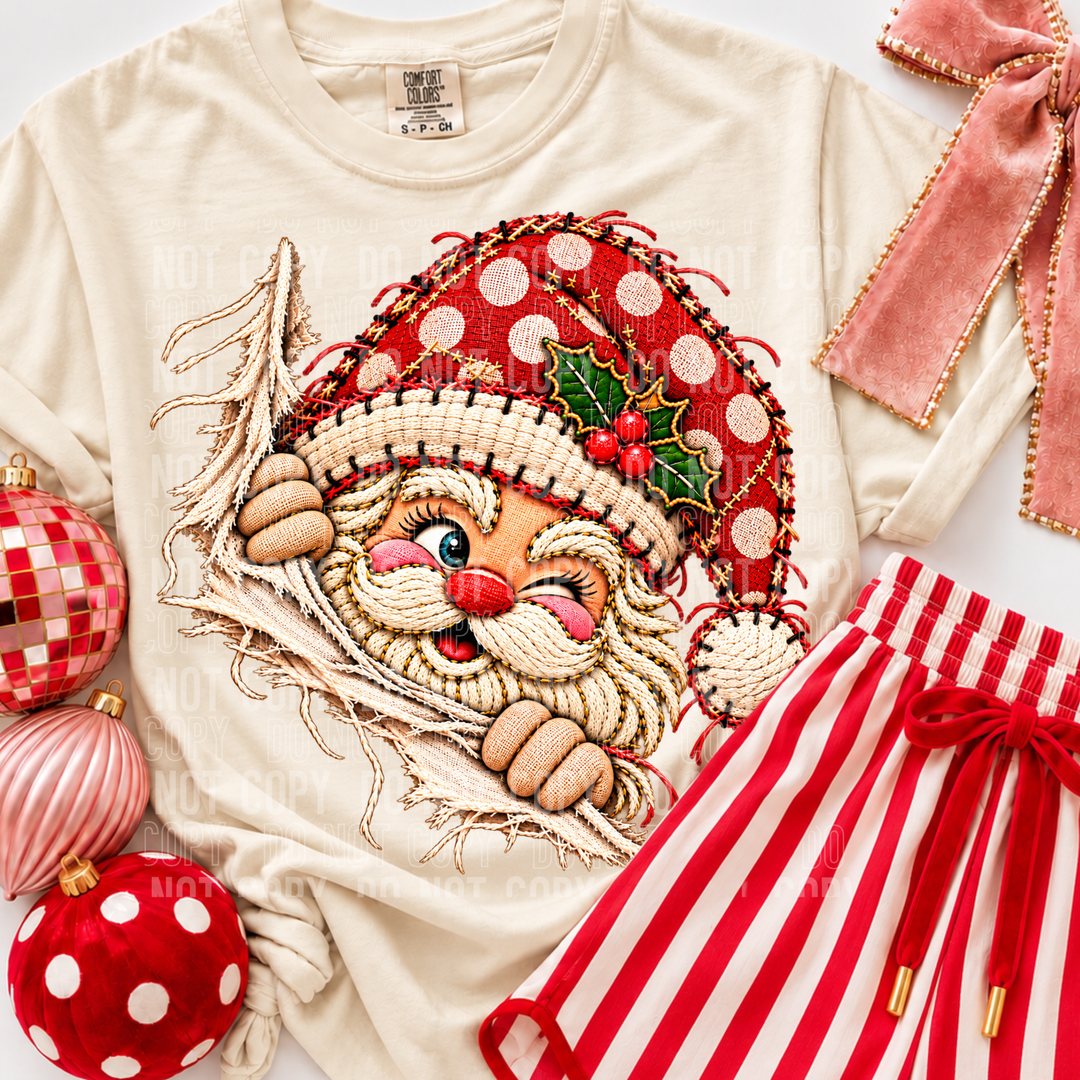 Fabric Santa Christmas Faux Yarn DTF Print
