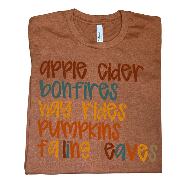 Fall Favorites List DTF Print