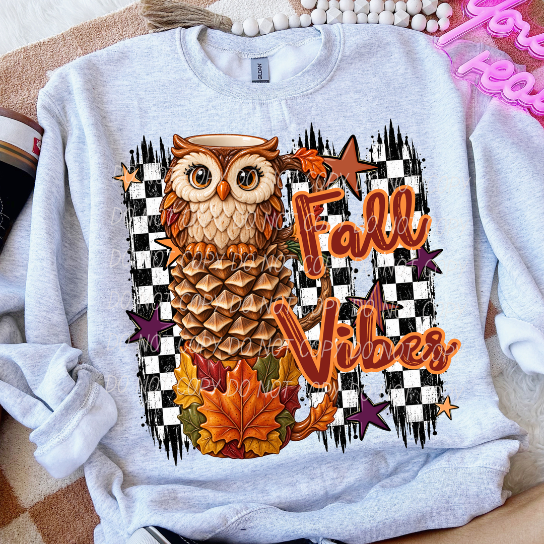 Fall Vibes Owl Mug Stack DTF Print