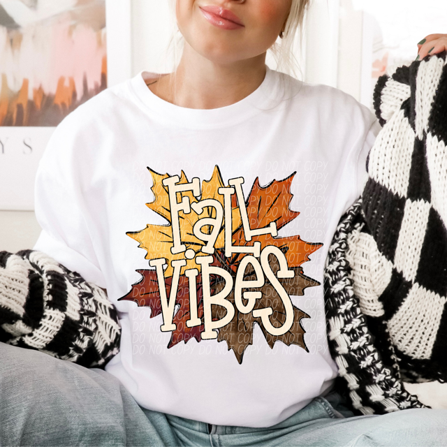 Fall Vibes Leaves DTF Print