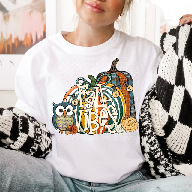 Fall Vibes Owl DTF Print