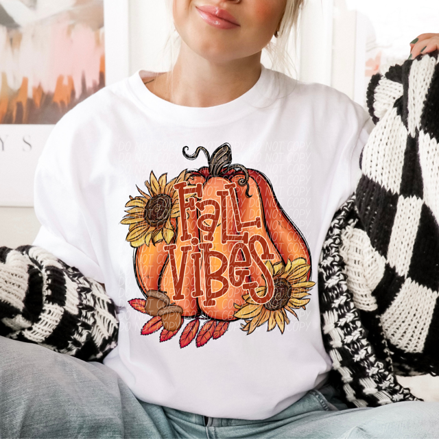 Fall Vibes Pumpkin DTF Print