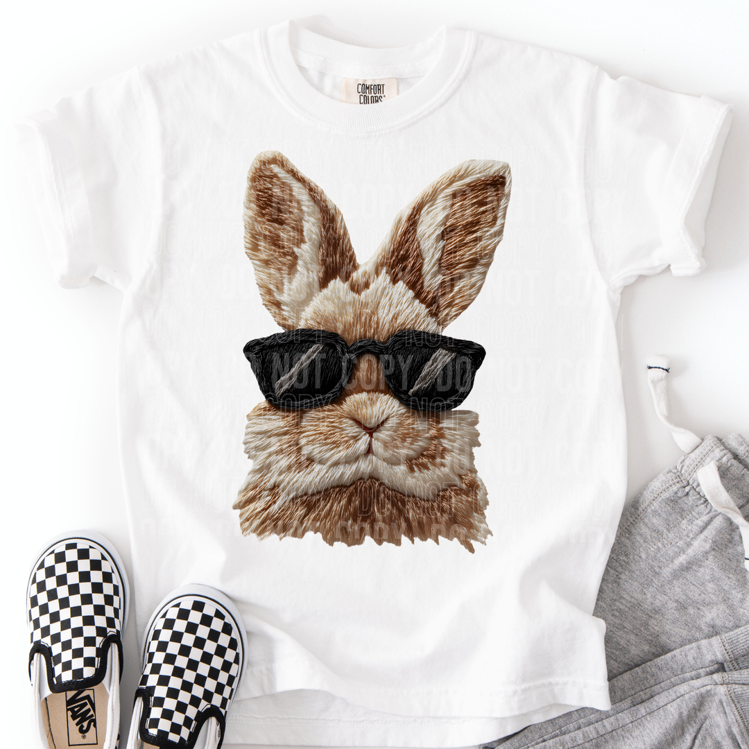 Faux Yarn Bunny With Sunglasses DTF Print