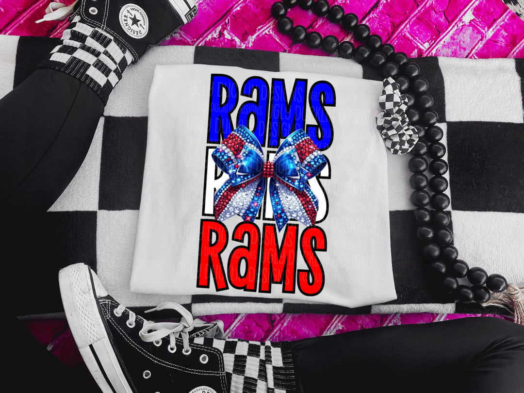 Rams with Bow (Red White and Blue) DTF Print