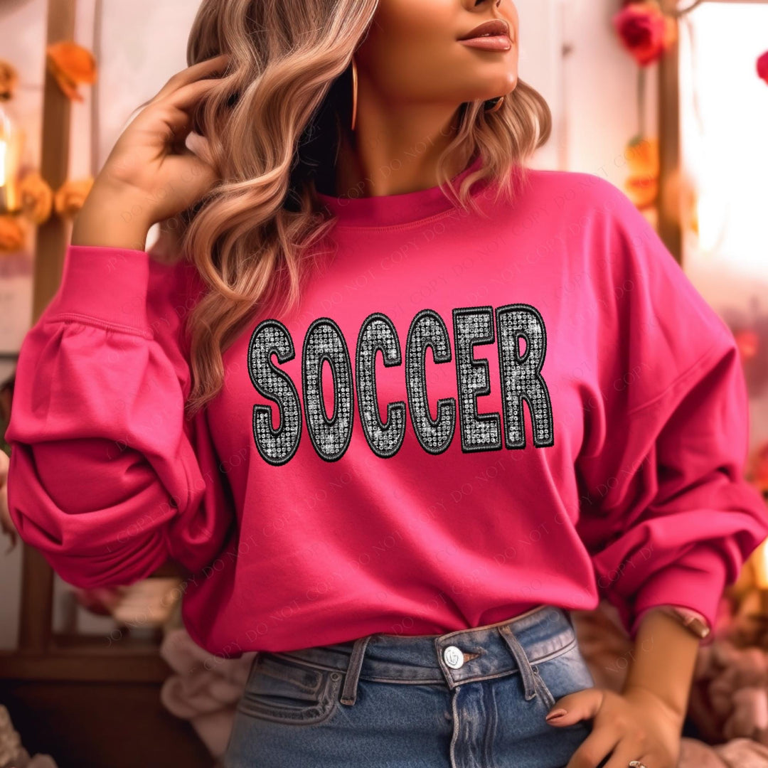 Faux Glitter/Embroidery Soccer DTF Print