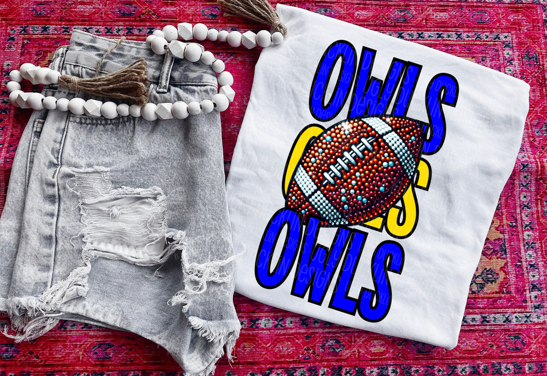 Owls Football (Blue and Gold) DTF Print