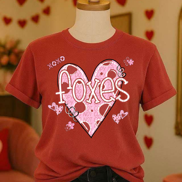 Valentine's Mascot Pink and Red DTF Print