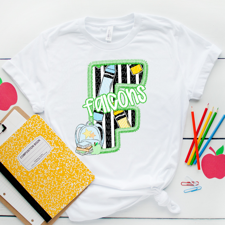 Green Letter Back to School Mascots Youth DTF Print