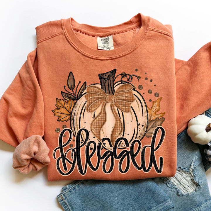 Fall Glitter Pumpkin Blessed DTF Print