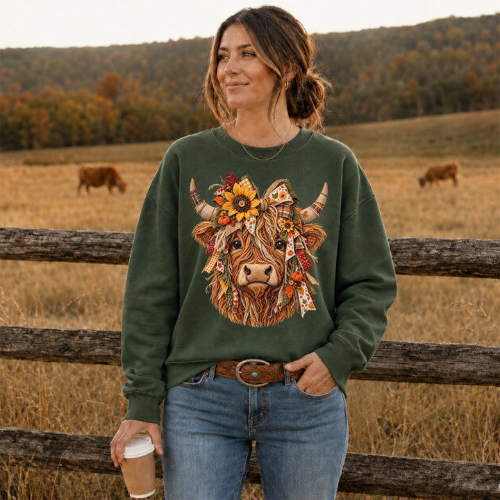Fall Sunflower Highland DTF Print