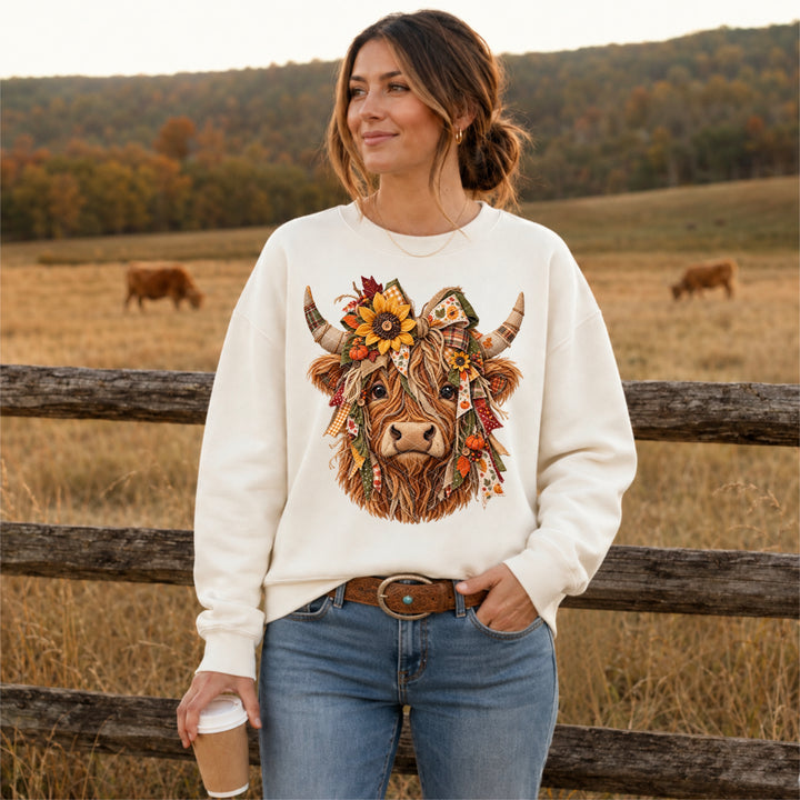 Fall Sunflower Highland DTF Print