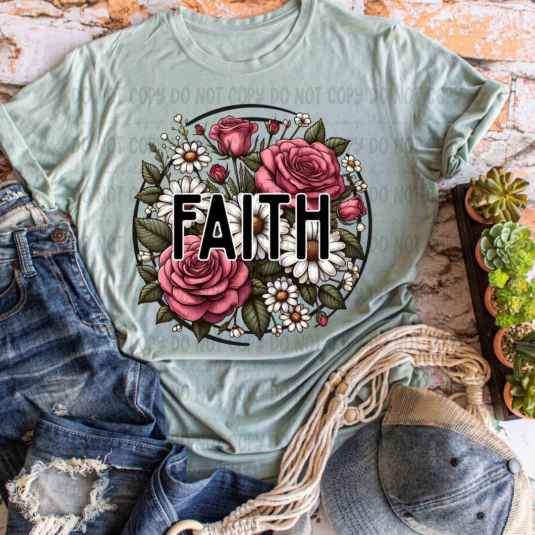 Floral Circle Faith DTF Print