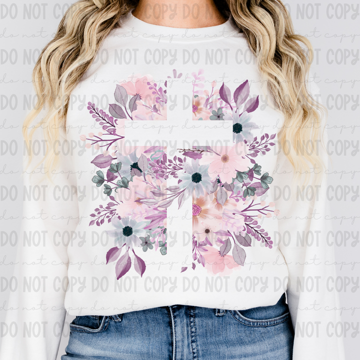 Floral Cross DTF Print