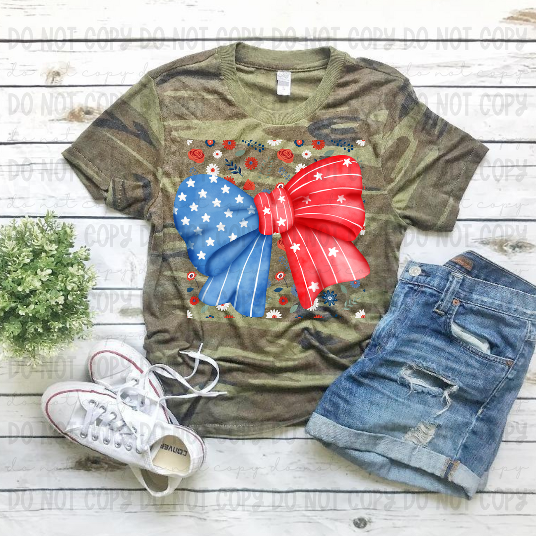 Floral and Bows USA DTF Print