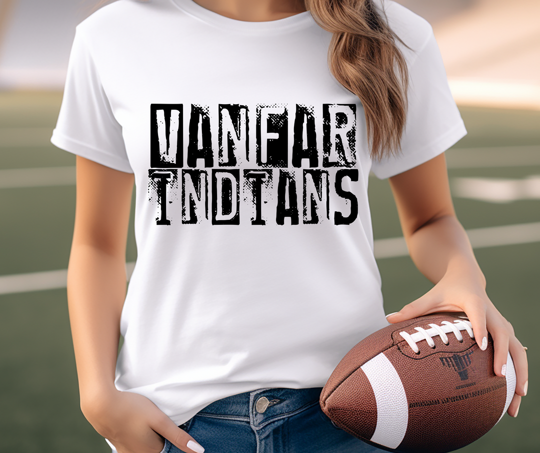 Van Far Indians Block Letter DTF Print