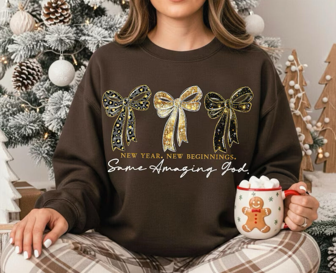 New Year New Beginnings Brown Gildan Sweatshirt