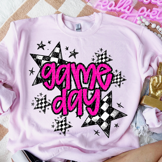 Game Day Checkered Stars DTF Print