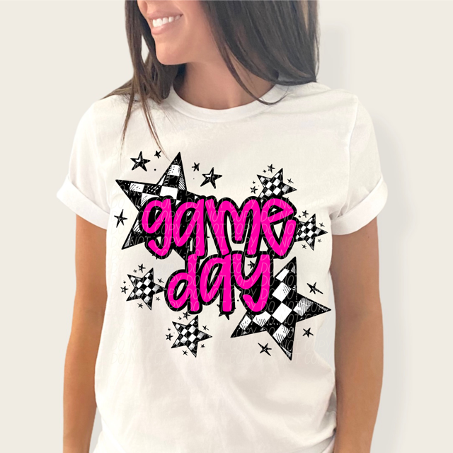 Game Day Checkered Stars DTF Print