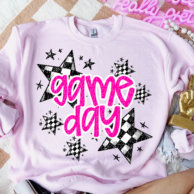 Game Day Checkered Stars DTF Print