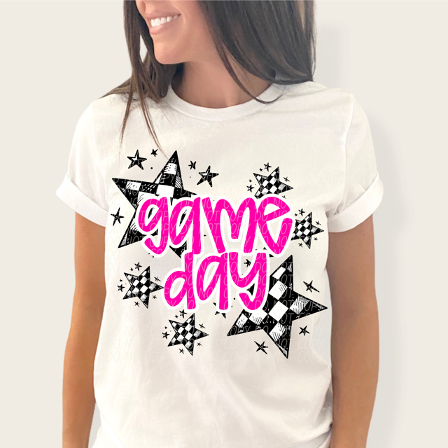 Game Day Checkered Stars DTF Print