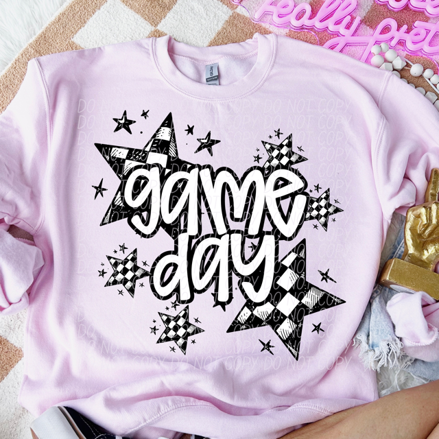 Game Day Checkered Stars DTF Print