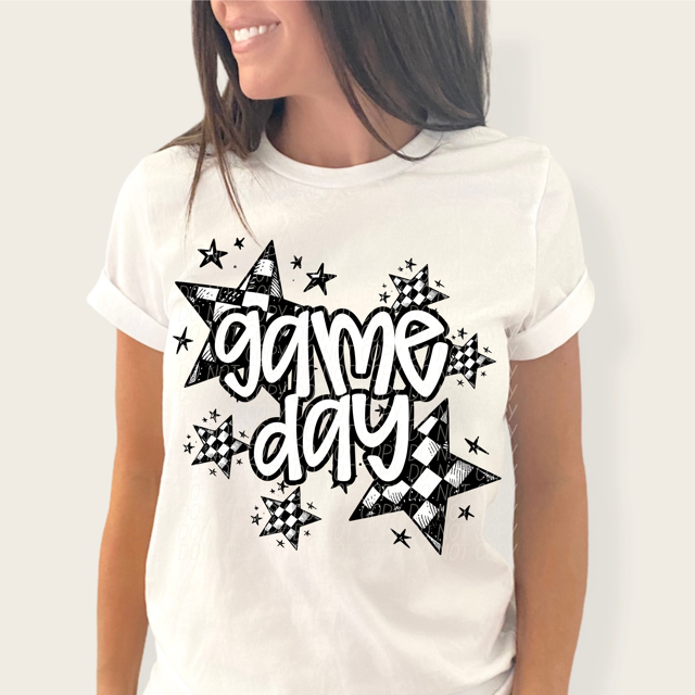 Game Day Checkered Stars DTF Print