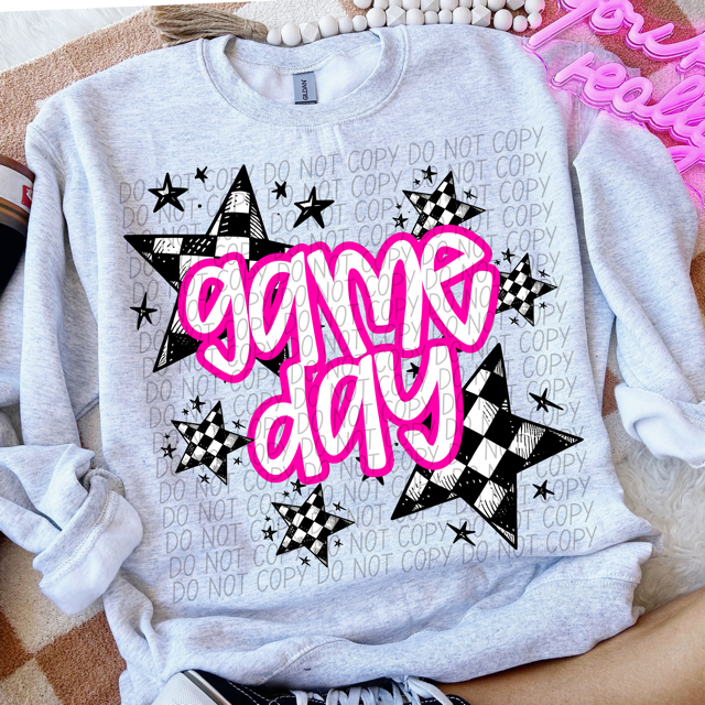 Game Day Checkered Stars DTF Print