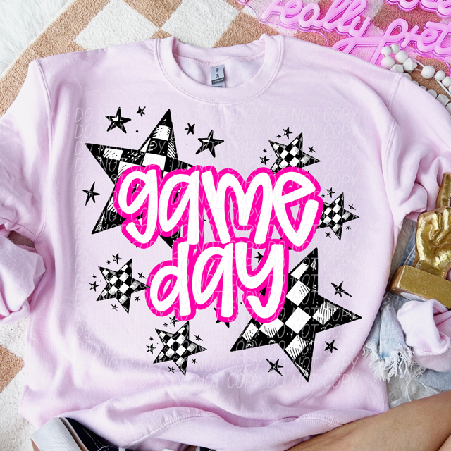 Game Day Checkered Stars DTF Print