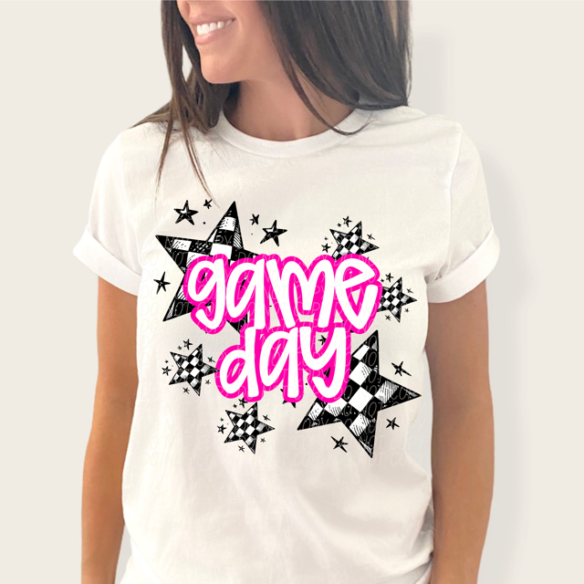 Game Day Checkered Stars DTF Print