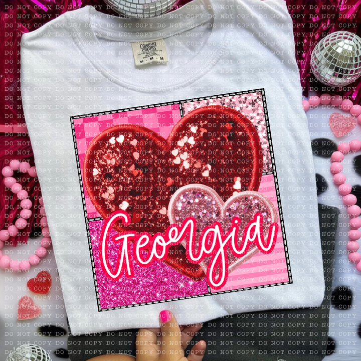 Sparkle Heart States DTF Print