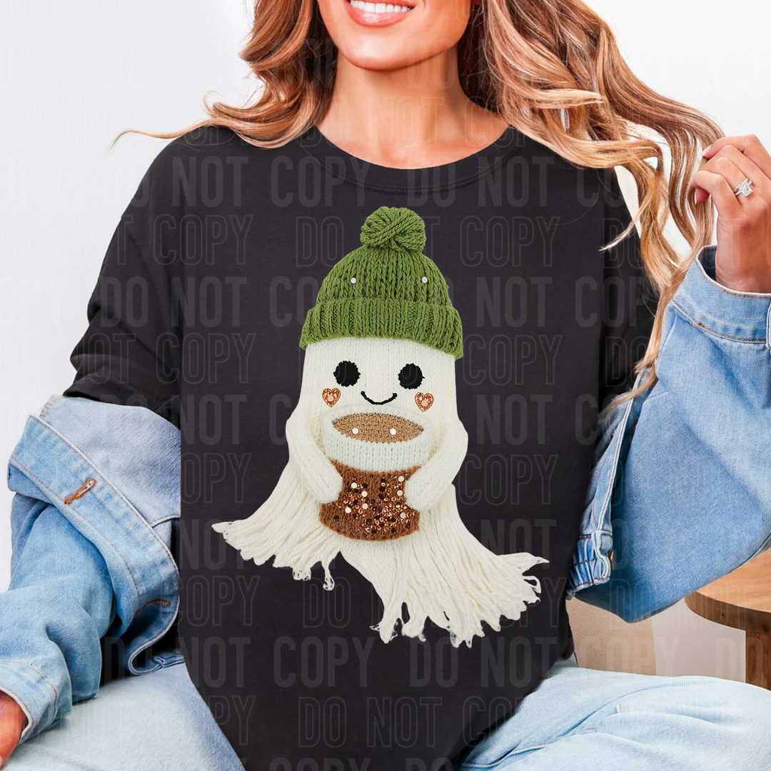 Ghost Coffee Green Yarn DTF Print
