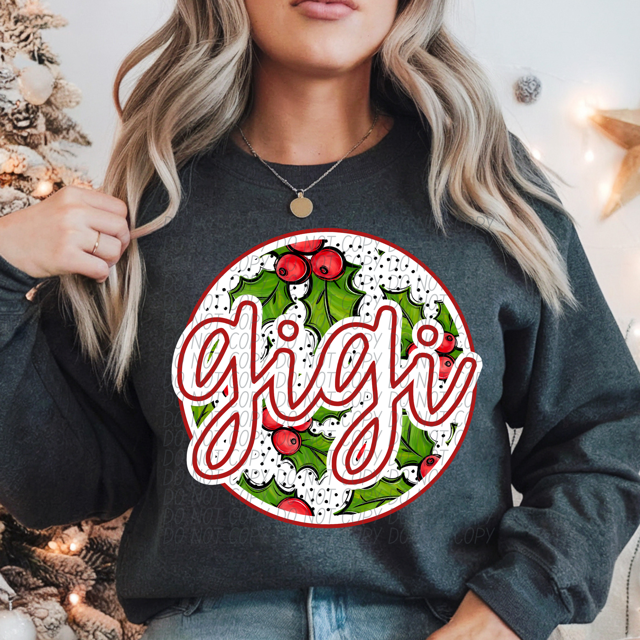 Circle Holly Names DTF Print