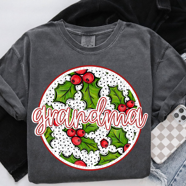Circle Holly Names DTF Print