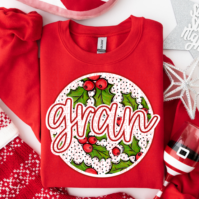 Circle Holly Names DTF Print