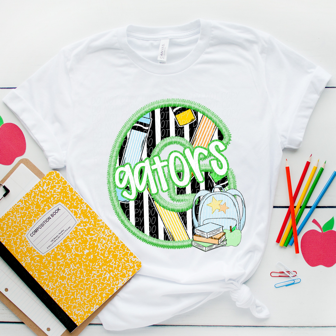 Green Letter Back to School Mascots Youth DTF Print