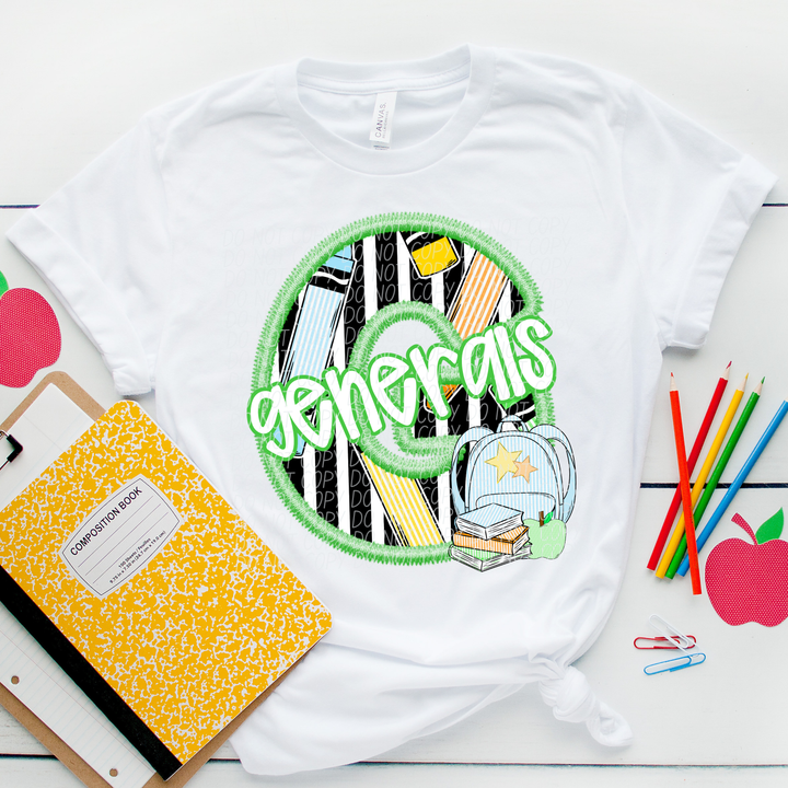 Green Letter Back to School Mascots Youth DTF Print